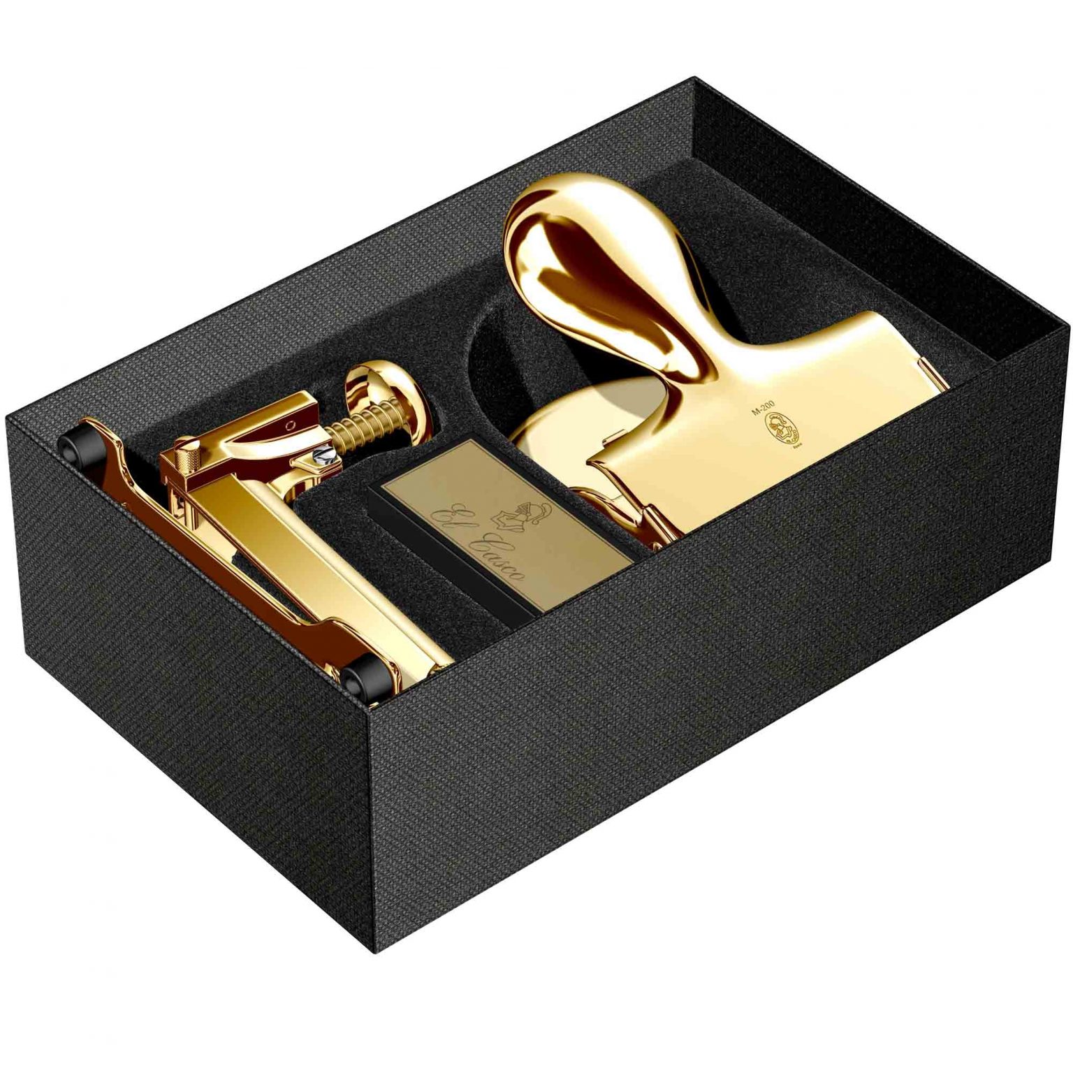 M15 Desk Stapler & M200 Hole Punch, 23K gold plated Set El Casco